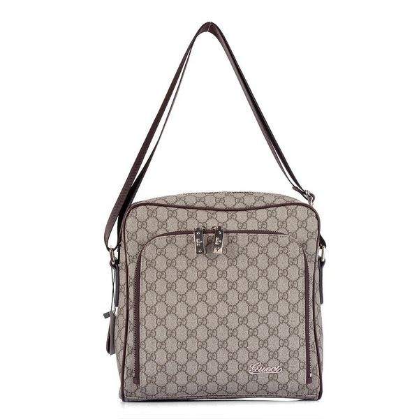 1:1 Gucci 113757 Men's Messenger Bag-Beige/Ebony GG Plus
